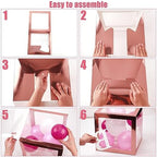 Geyee 8 Pcs Clear Balloon Box with Letters, Baby Shower, Rose Gold - Image 3