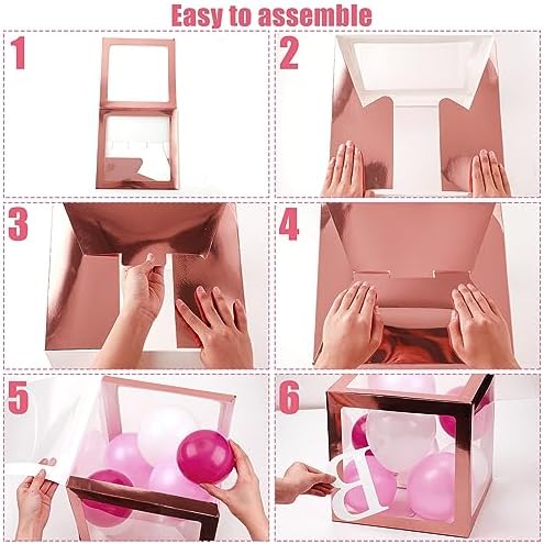 Geyee 8 Pcs Clear Balloon Box with Letters, Baby Shower, Rose Gold - Image 3