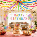 Paper Chain Strips and Star Garland - Rainbow Streamers Party Decorations - Image 4