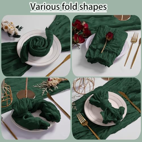 LZY 120 Pack Gauze Cheesecloth Napkins 20x20 Inch Dinner Cloth Napkins, Soft Boho Table Napkins Rustic Wrinkled Cheese Cloth Napkins Bulk for Wedding Party Baby Shower Event Decor (Emerald Green) - Image 5