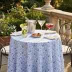 Oudain 2 Pcs Blue Floral Tablecloth, 70 Inch Round Washable Table Cover - Image 5