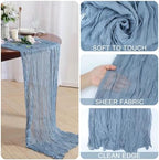 16 Pack Dusty Blue Cheesecloth Table Runner 21x120 Inch Gauze Table Runners Reusable Polyester 10ft Boho Rustic Cheese Cloth Table Runner for Wedding Party Baby Shower Birthday - Image 5