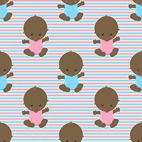 Cute Baby African American Wrapping Paper Black Gift Wrap Premium Gender Reveal Party Decoration Baby Shower Decor (12 foot x 30 inch roll), Pink, Blue by Unknown