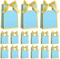 AmazingSpark 50 Pcs Light Blue Gold Mini Gift Bags Bulk 6.3 x 3.9 x 2.8 Inch Party Favors Elegant Small Gift Bags with Handles and Ribbon Bows for Wedding Birthday Bridal Baby Shower Party Favors by Unknown