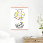 Graduation Wedding Gift Fingerprint Guestbook Alternative Customized DIY Thumbprint Painting Bicycle with Balloons Canvas Signature Book with Wood Hanger-80x120cm - Image 4