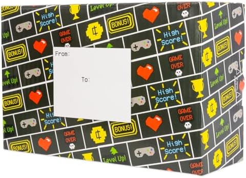 Decorative Shipping Boxes Decorated Gift Boxes For Mailing Birthday Gifts & Holiday Presents, 6 Pack of Everyday Shipping Boxes, Multiple Sizes and Designs, Retro Gamer, Small by PackRite