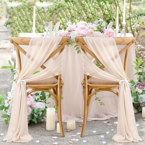 Champagne Chair Sashes Wedding Decorations: 32 Panels Champagne Church Chair Draping Fabric - Baby Shower Banquet Hotel Chairs Decor - Image 6