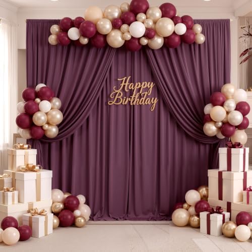 20ft x 10ft Wrinkle Free Maroon Backdrop Curtains for Parties, Thick Fabric Burgundy Backdrop Drapes for Wedding Background Baby Shower Birthday Parties - Image 3