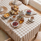 Gingham Tablecloth Rectangle Table, Cotton Linen Fabric Picnic Checkered Table Cloth Farmhouse Washable Wrinkle Free Buffalo Plaid Table Cover for Outdoor Birthday Party, Beige, 60x120 - Image 5