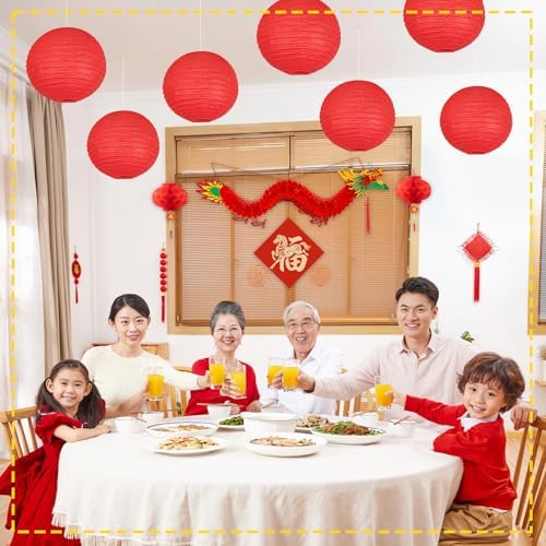 10Pcs 16 Inch Large Red Paper Lanterns, Jumbo Hanging Party Decorations - Image 6