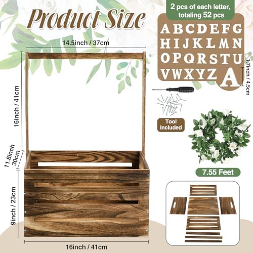 Barydat Wood Baby Shower Basket with Hanger Rack Crate Closet, Dark Walnut - Image 3