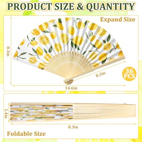 Karenhi 36 Pcs Lemon Party Hand Fans Bulk Summer Capri Party Decorations - Image 2