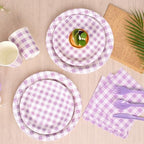 Vyntra 350-Pc Lavender Gingham Paper Plates and Napkins Party Supplies - Image 7