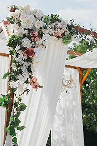 Ivory Wedding Arch Draping Fabric 30'' x 18FT Sheer Chiffon Arch Drapes - Image 6