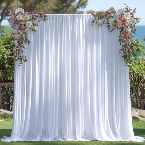 ESGOTBME 20x10ft Wrinkle Free White Backdrop Curtain for Parties Soft Fabric Drapes Wedding White Curtain Backdrop for Birthday Party Decorations Background for Photography 5x10ft, 4 Panels by ESGOTBME