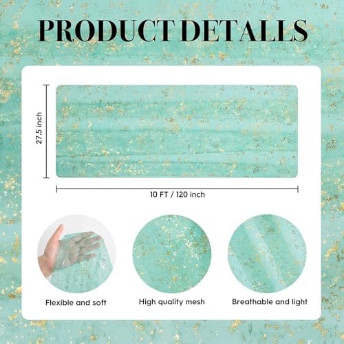 Artoid Mode 10Pcs Turquoise Gauze Gold Table Runner 10FT, Glitter Metallic Foil Sheer Dining Wedding Anniversary Holiday Table Decor for Home Party - Image 6