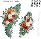 Artificial Burnt Orange Wedding Arch Flower Floral Swags Set of 2 - Image 4