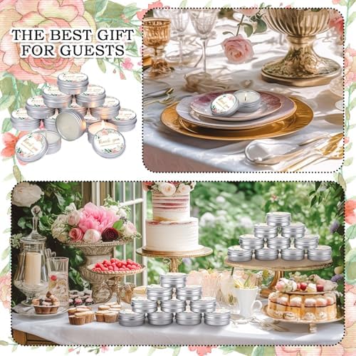 MTLEE 50 Pcs Pink Floral Wedding Candles Gift Favors for Guests 1 Oz - Image 4
