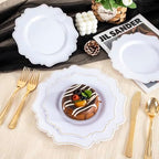 COLOSUS 60PCS White Plastic Plates, Beaded Plastic Plates for Wedding. - Image 7