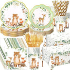 Potchen 452 Pcs Woodland Plates Napkins Party Supply, Sage Green by Potchen