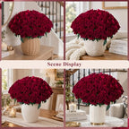 100 PCS Burgundy Roses Artificial Flowers, Fake Roses with Stem Realistic Silk Roses for DIY Wedding Bouquets Table Centerpieces Arrangement Baby Shower Birthday Home Decor Valentines Day Gift for Her - Image 6