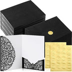 100 Set 5 x 7 Laser Cut Wedding Invitations, Black by PerKoop