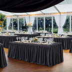 Wish Care Black Polyester Table Clothes for 8 Foot Rectangle Tables, Wrinkle Free Fitted Table Cover with Pleated Ruffle Table Skirt for Birthday Party Wedding Trade Show Event Display - Image 2