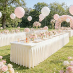 2 Packs Ivory Spandex Tableclothes for 6 Foot Rectangle Tables, Wrinkle Free 6ft Fitted Table Cover Stretch Table Cloth Desk Skirt for Weddings Baby Shower Birthday Party Banquet Decorations - Image 5