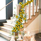 Uieke 12PCS Artificial Sunflower Garland, 7.5ft/Strand Silk Sunflowers Hanging Vines Flowers with Green Leaves for Room Kitchen Garden Birthday Wedding Baby Shower Party Table Decor Large - Image 3