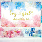 Gender Reveal Backdrops 12x8 FT Boy or Girl Backdrop Blue and Pink Gender Reveal Decorations Banners for New Born Baby Shower Kids Birthday Party Supplies Large Photo Props Background - Image 4