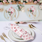 Pink Ribbon Bow Cloth Napkins Set of 8, Fantasy Sweet Bows Abstract Modern Art Washable Reusable Dinner Cocktail Napkin for Kitchen Party Wedding Banquet Holiday Baby Shower Table Decor - Image 3