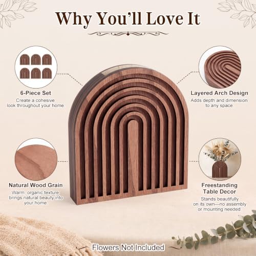 6 Pack Boho Wooden Arch Vase Rustic Wedding Centerpiece 5.1"x5.9" - Image 4