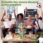 Thenshop 3-Tier Wooden Soccer Cupcake Stand 12 Inch, World Soccer Party Decorations, Sport Dessert Cake Table Displays for Tailgate, Birthday, Baby Shower, Sports Theme Party Supplies - Image 5