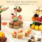6 Pcs Cake Dessert Display Stand Set with Tray, Gold-rim - Image 6