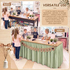 Tingjoo Pastel Green 6 ft x 30'' Teacher Desk Skirts Linen Textured - Image 5