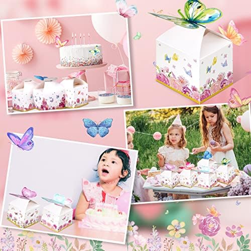 Ctosree 24 Pcs Butterfly Party Favor Boxes Floral Candy Treat Bags Pink Girl Butterfly Gift Paper Box Purple Blue Decor for Princess Birthday Party Baby Shower Supplies (Pack of 2) - Image 5