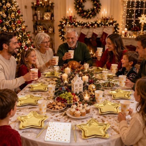 120 Pcs/24 Sets Gold Star Party Tableware Set for Guests - Image 4