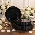 DaYammi 150Pcs Black Plastic Plates & Gold Plastic Silverware Set for Party - Image 3