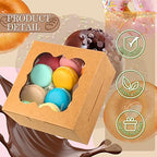 KPOSIYA 65PCS Bakery Boxes with Window 6x6x3 Inches 5 Style Cookie Boxes Small Pastry Boxes for Candy, Dessert, Pastry, Donuts, Birthday Party, Wedding(Brown) - Image 3