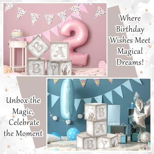 Chunful 4 Pcs Magical Wizard Baby Shower Boxes Magic Theme Balloon Blocks - Image 6