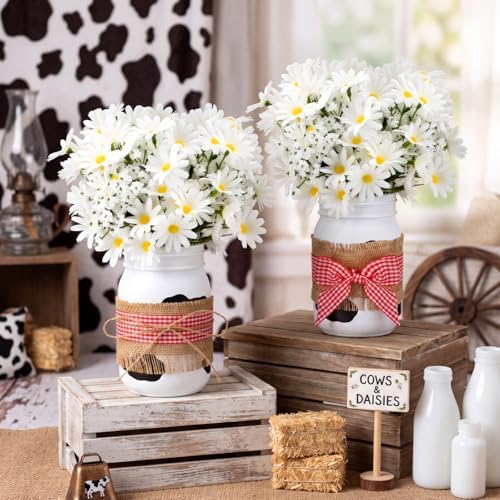 Daifunli 6 Set Cow Party Centerpieces for Table Cow Print Mason Jar Decor - Image 2