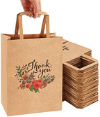 50Pcs 10x8x4.7 Thank You Gift Bags Bulk, Thank You Bags for Business Small, Sturdy Brown Paper Small Gift Retail Bag Bulk (A) by Cmecial