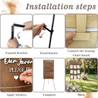 OurWarm Seating Chart for Wedding Reception Display, 29.5x16.5 Inch Rustic Wedding Seating Chart Board with Display Stand, Please Find Your Seat Sign for Baby Shower Wedding Reception Decorations - Image 6