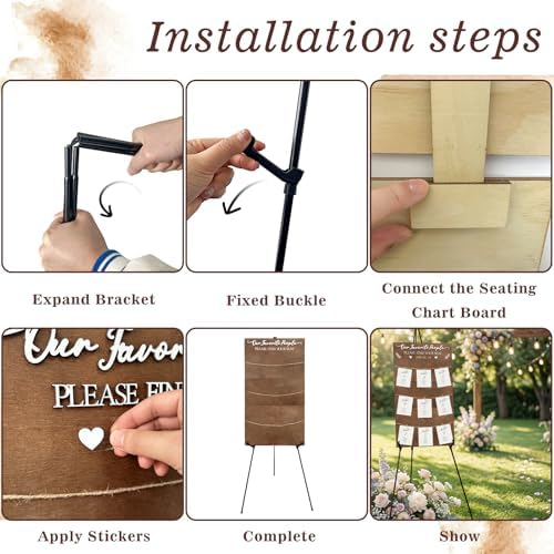 OurWarm Seating Chart for Wedding Reception Display, 29.5x16.5 Inch Rustic Wedding Seating Chart Board with Display Stand, Please Find Your Seat Sign for Baby Shower Wedding Reception Decorations - Image 6