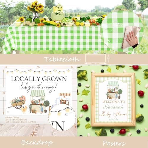 Locally Grown Baby Shower Decorations – 129 Pcs Locally Grown Baby Shower Themed Party Supplies with Backdrop, Balloon Garland, Balloon Boxes, Banner, Cake Topper, Sash, Badges - Image 5