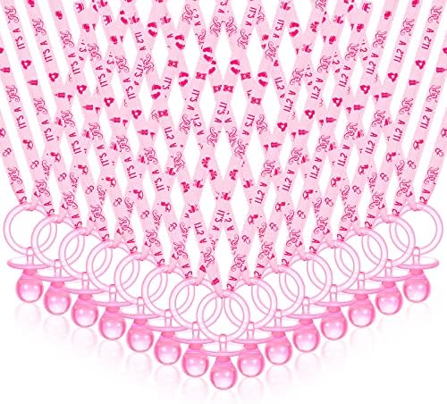 CHENGU 100 Pcs Baby Shower Pacifiers Necklace Bulk,Pink by CHENGU