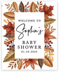 Andaz Press Custom Large Baby Shower Welcome Sign, 16" x 20", Rustic Fall Leaves Personalized Canvas Welcome Sign, Signage Gender-Neutral Canvas Sign for Baby Sprinkle, Fall Baby Shower Decorations by AndazPress