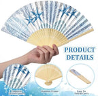 Karenhi 36 Pcs Beach Paper Fans Bulk Blue Coastal Party Folding Hand Fans - Image 3