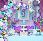 Kubert Mermaid Party Decorations/Under the Sea Party Teal Lavender Purple Tissue Paper Pom Pom Latex Balloons Fish Net with Shells and Mermaid Birthday Decor Baby Shower Decorations (White) - Image 7