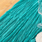 DeZerlor Teal Green Cheesecloth Table Runner 1 Pack Summer Boho Runner - Image 6